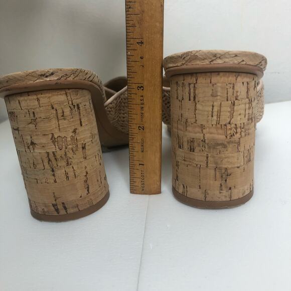 Dolce Vita Sandals Cross Over Woven Jute Cork Block Heel Slip On Tan 8.5 - Picture 7 of 9